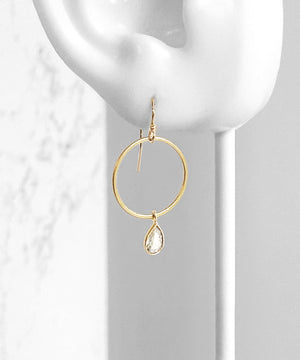 White Topaz Circle Dangle Earrings