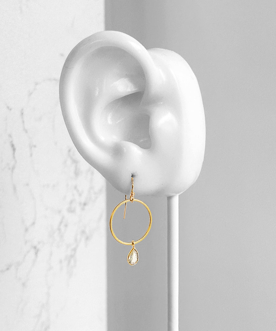 White Topaz Circle Dangle Earrings