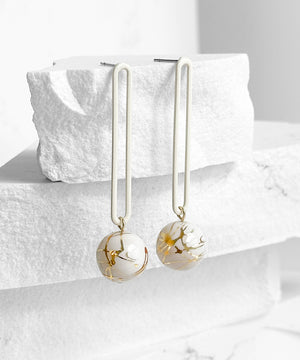 Gino Earrings- Ivory and Gold Splash