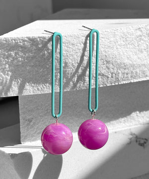 Gino Earrings--Teal and Lavender Swirl