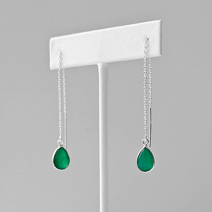 Green Onyx Threader Earrings