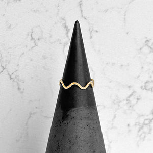 Thin Hammered Gold Squiggle Ring