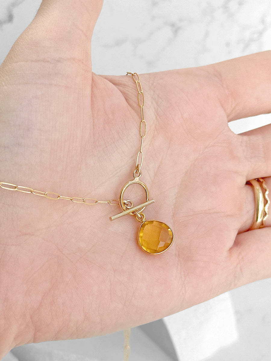 Gemstone Large Pear Toggle Necklace