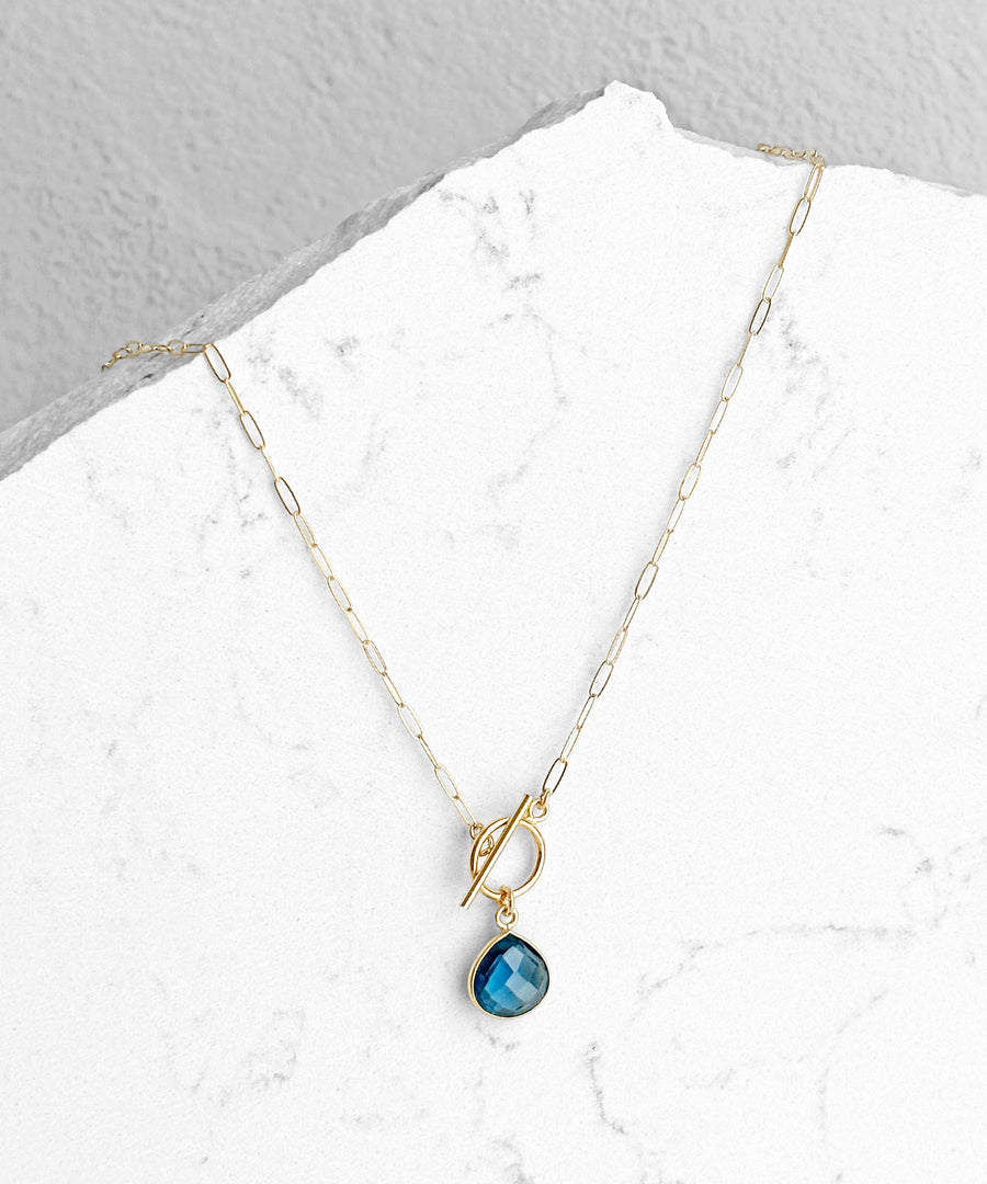 Gemstone Pear Toggle Necklace