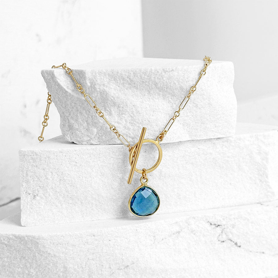 Gemstone Large Pear Toggle Necklace
