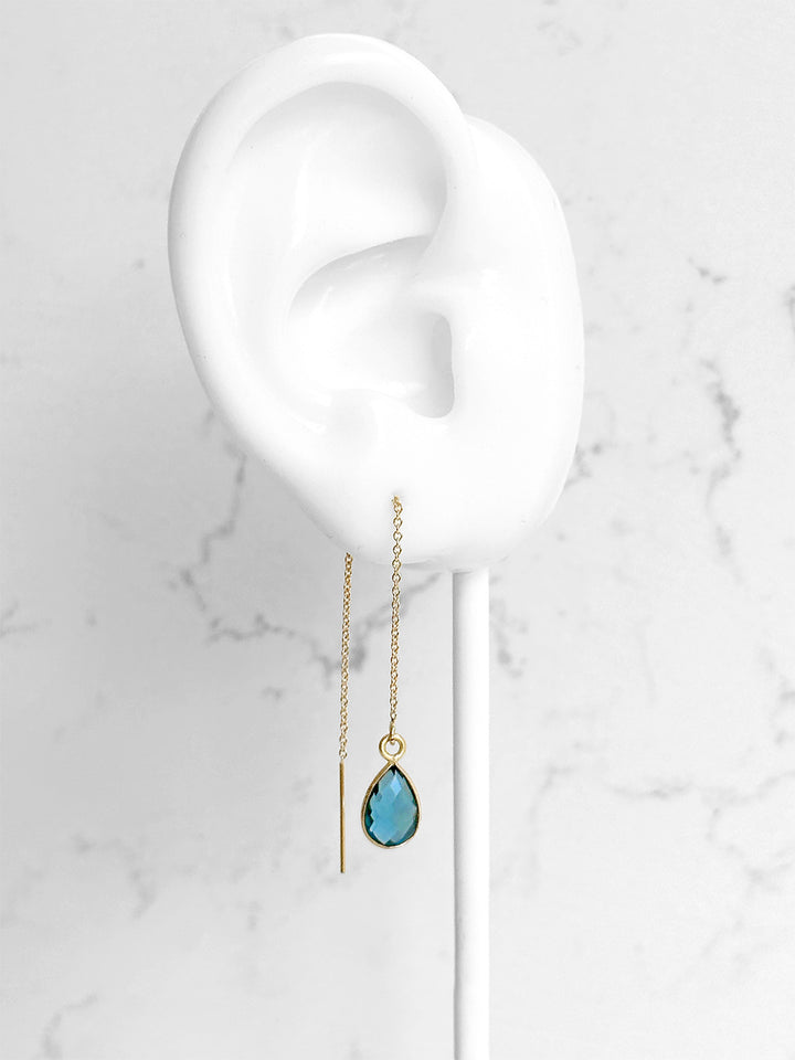 Blue Kyanite Teardrop Threader Earrings