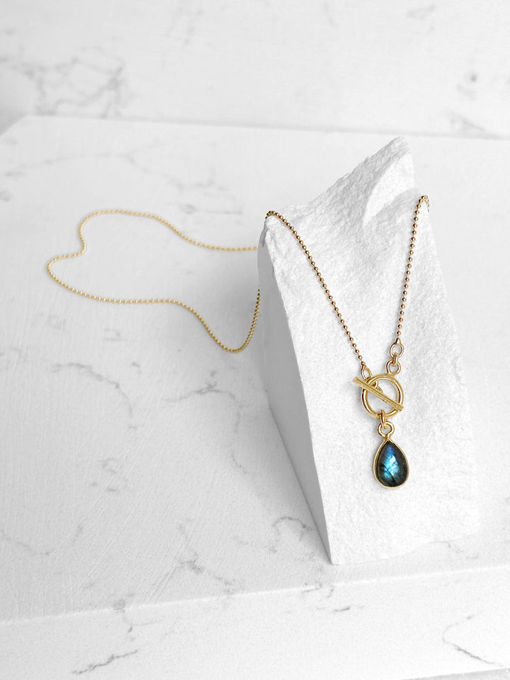 Petite Labradorite Teardrop Toggle Necklace