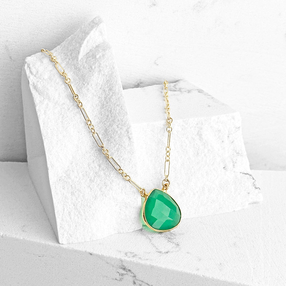 Large Pear Green Onyx Gemstone Necklace – Lewis & Pine
