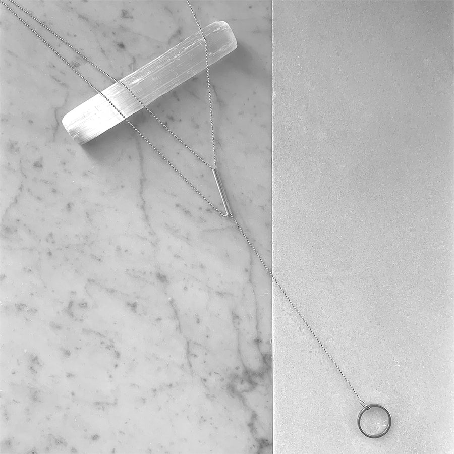 Geo Lariat Necklace Circle