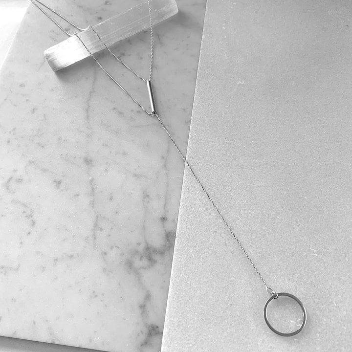 Geo Lariat Necklace Circle