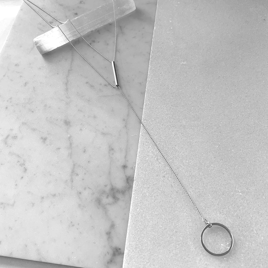 Geo Lariat Necklace Circle