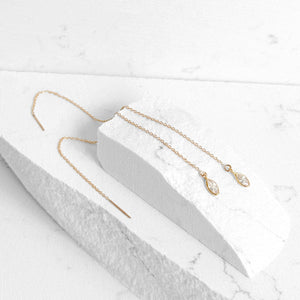 Crystal Quartz Marquise Threader Earrings