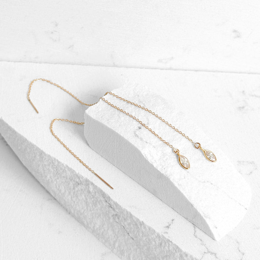 Crystal Quartz Marquise Threader Earrings