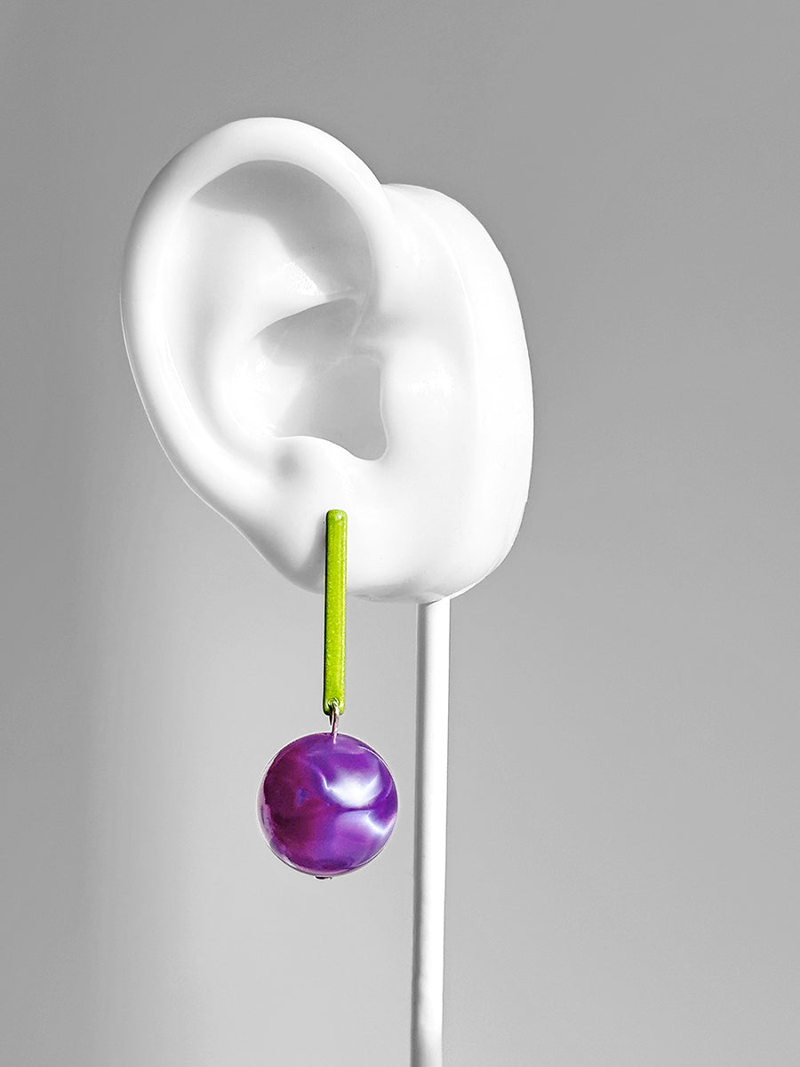 Aarnio Earrings--Green and Purple