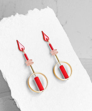 Jo Earrings--Red and Pink