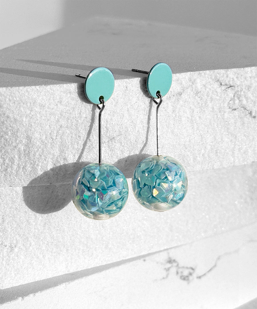 Polka Dot Earrings--Disco Turquoise