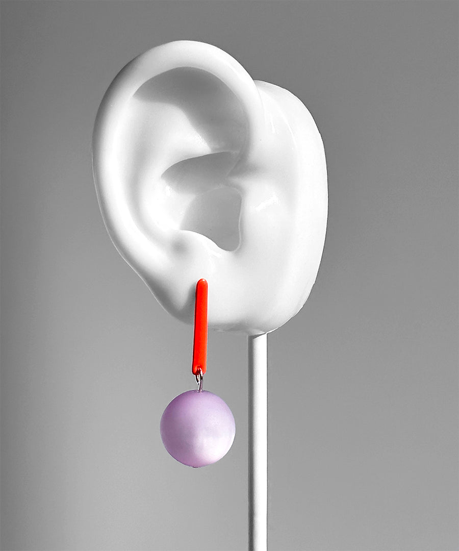 Aarnio Earrings Petite--Neon Coral and Lavender