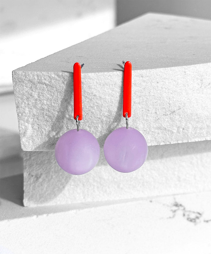 Aarnio Earrings Petite--Neon Coral and Lavender
