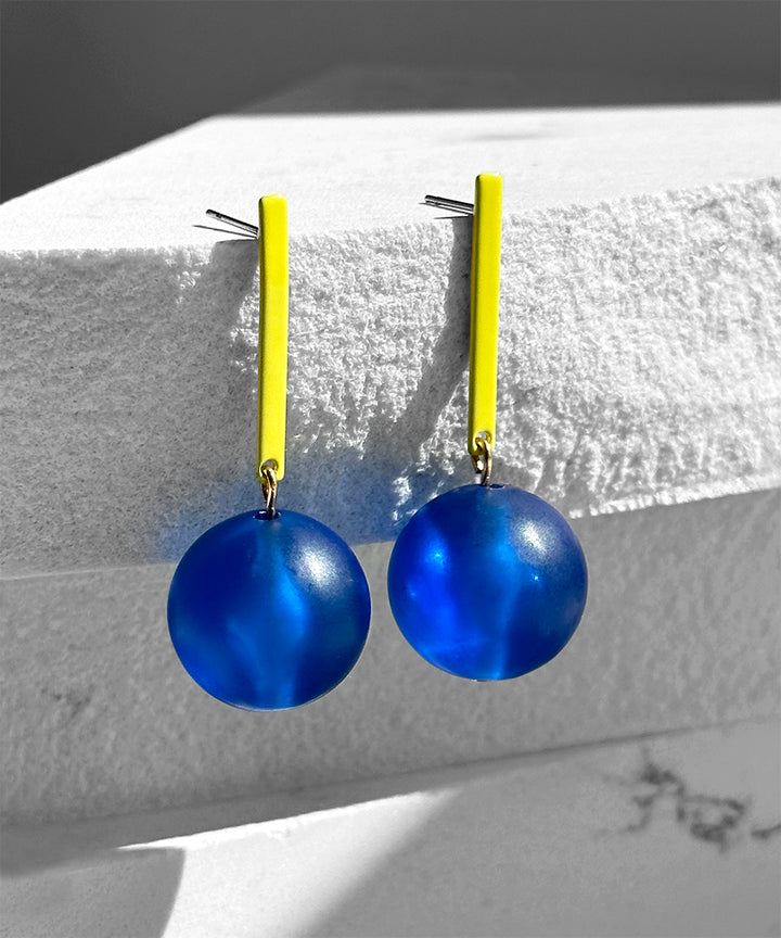 Aarnio Earrings--Neon Yellow and Cobalt Blue