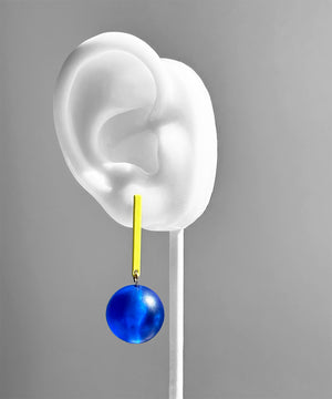Aarnio Earrings--Neon Yellow and Cobalt Blue