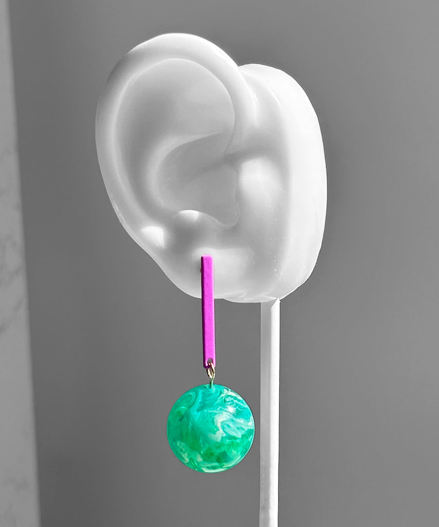 Aarnio Earrings--Purple and Teal Swirl