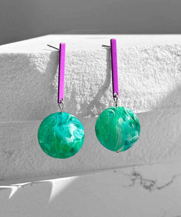Aarnio Earrings--Purple and Teal Swirl