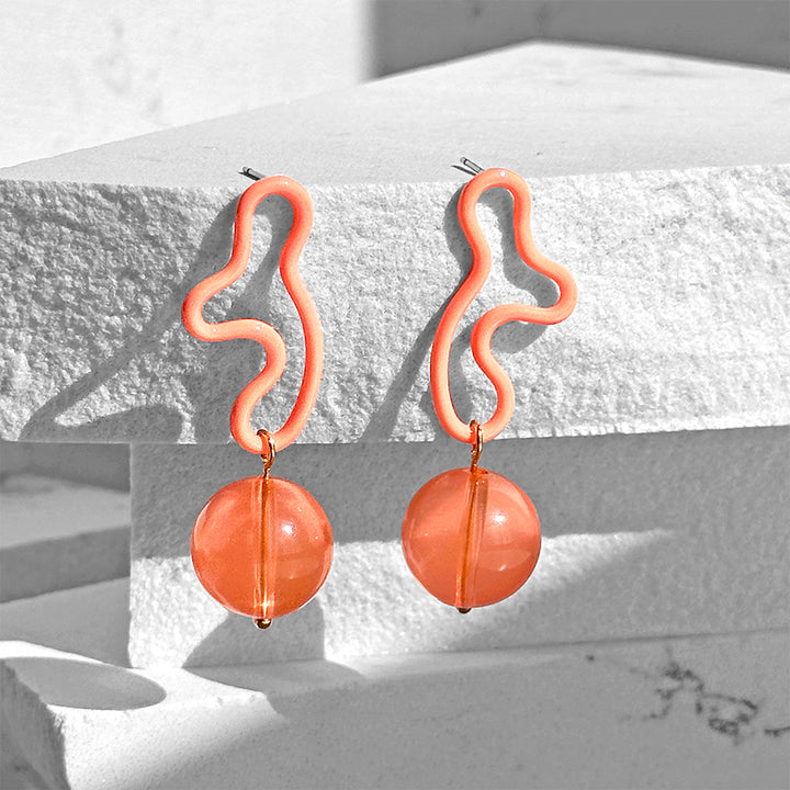The Blob! Earrings--Coral