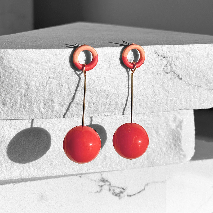 Ingo Earrings--Coral