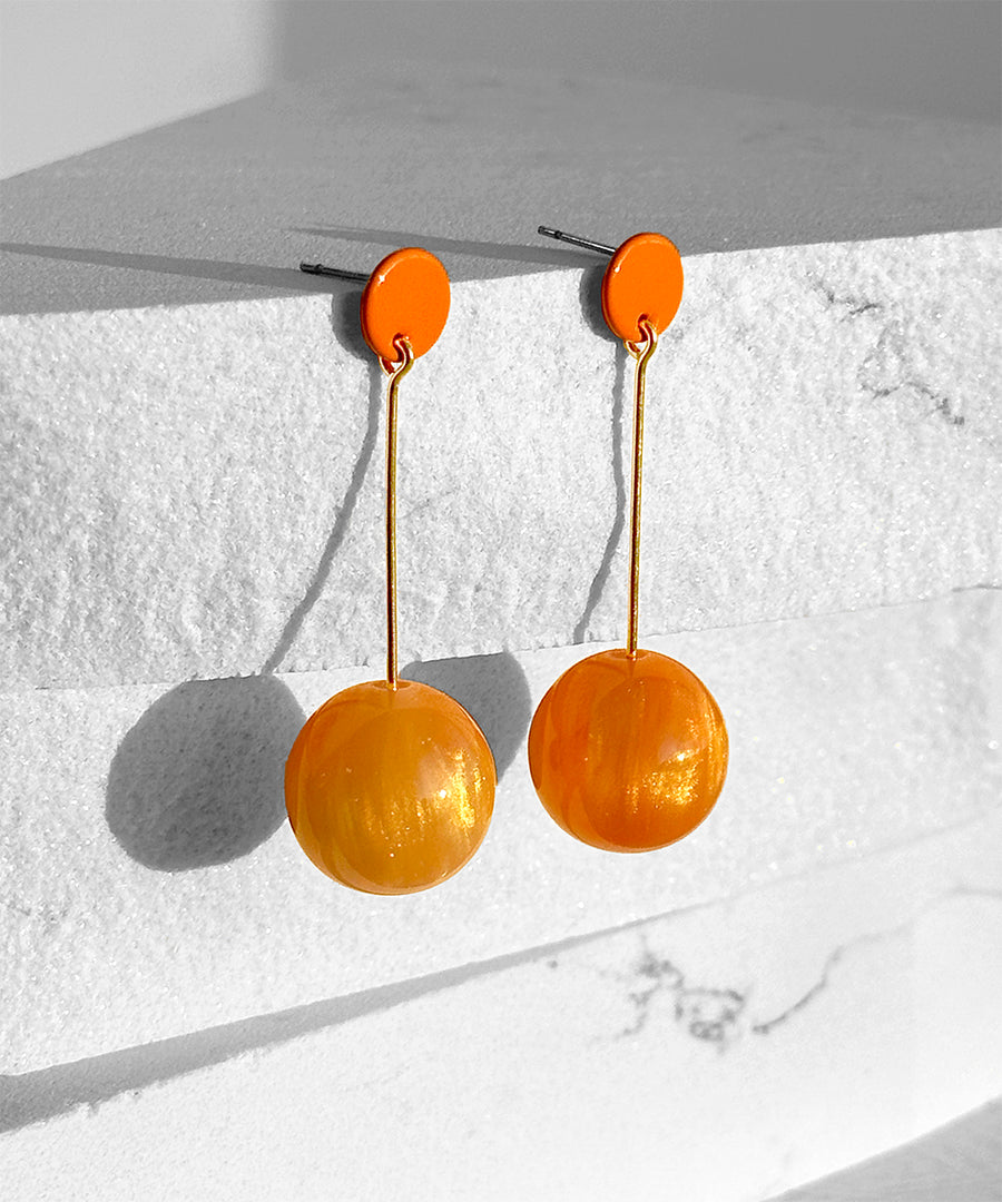Polka Dot Earrings--Orange