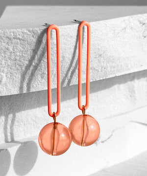 Gino Earrings--Neon Coral