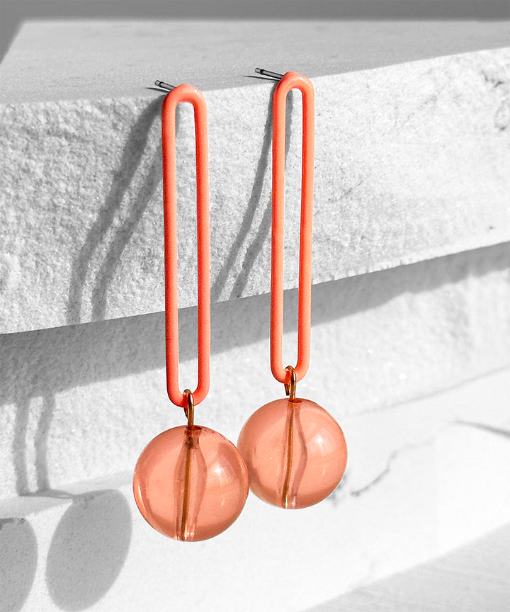 Gino Earrings--Neon Coral