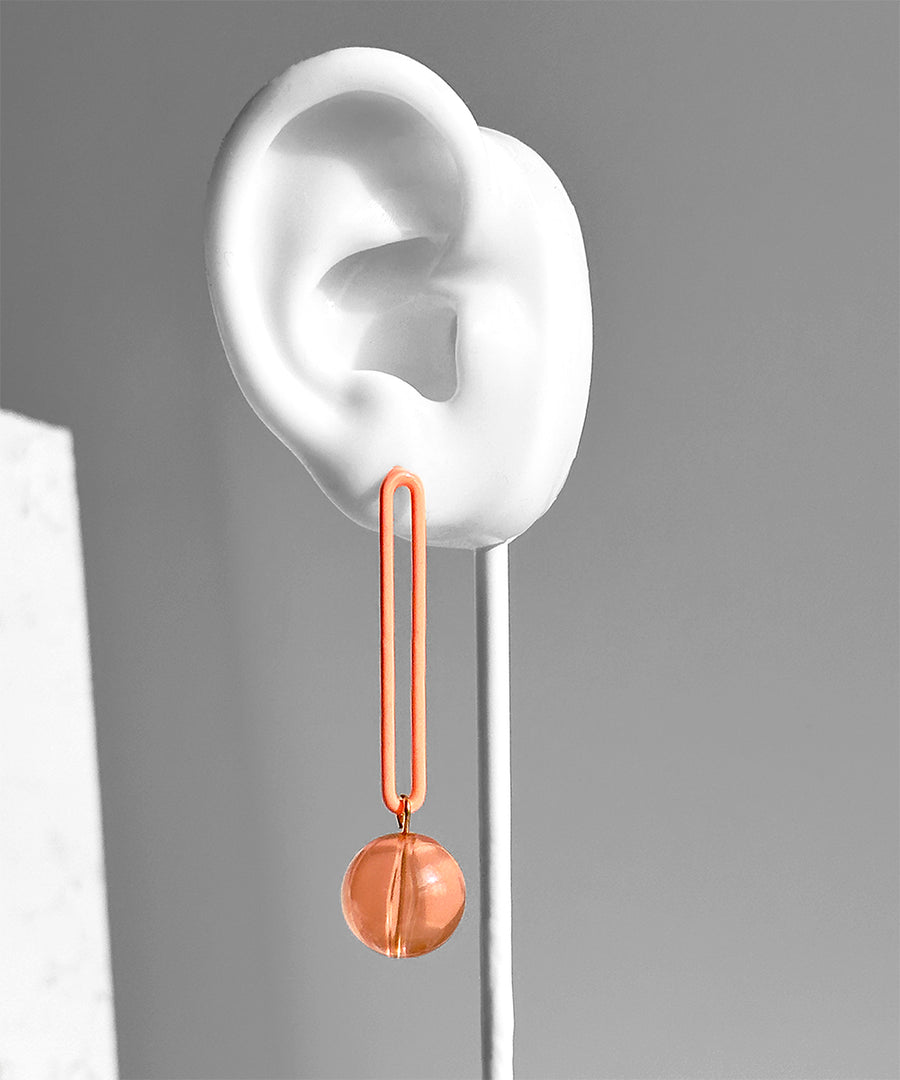 Gino Earrings--Neon Coral
