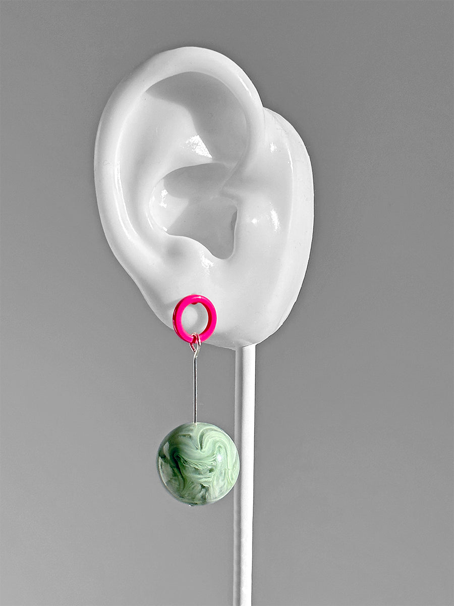 Ingo Earrings--Magenta and Mint Swirl