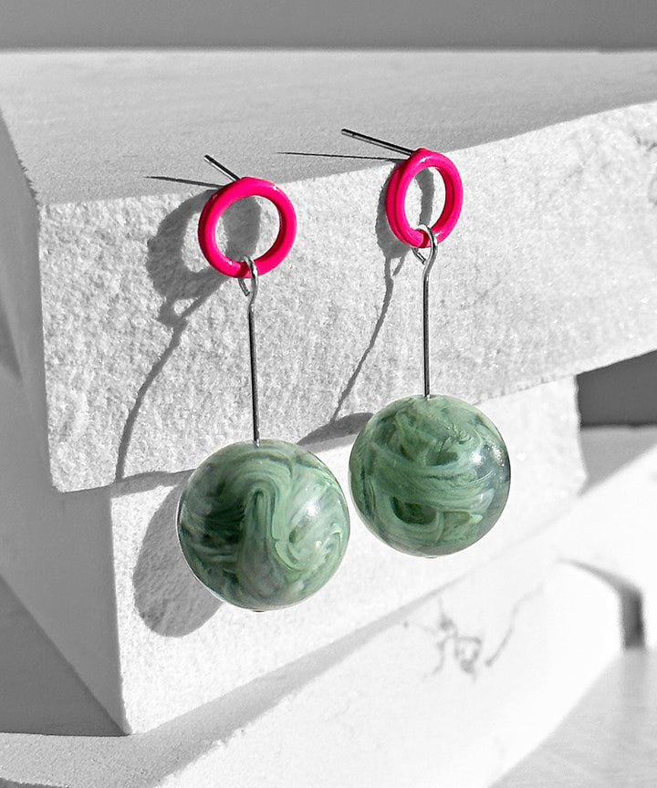 Ingo Earrings--Magenta and Mint Swirl