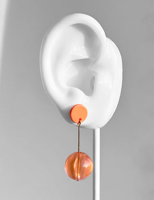 Polka Dot Earrings--Neon Coral