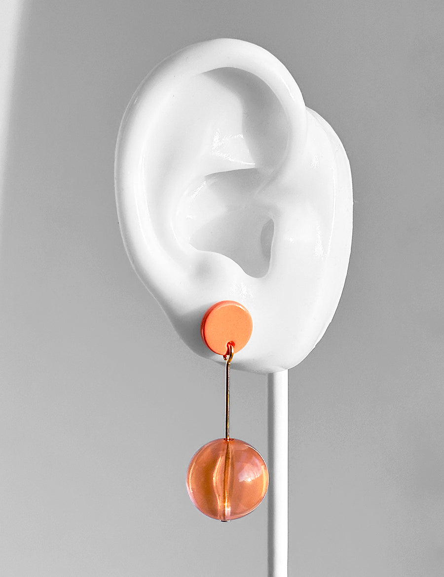 Polka Dot Earrings--Neon Coral