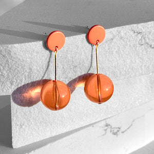 Polka Dot Earrings--Neon Coral