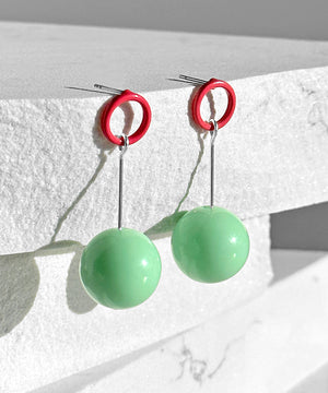 Ingo Earrings--Red and Mint