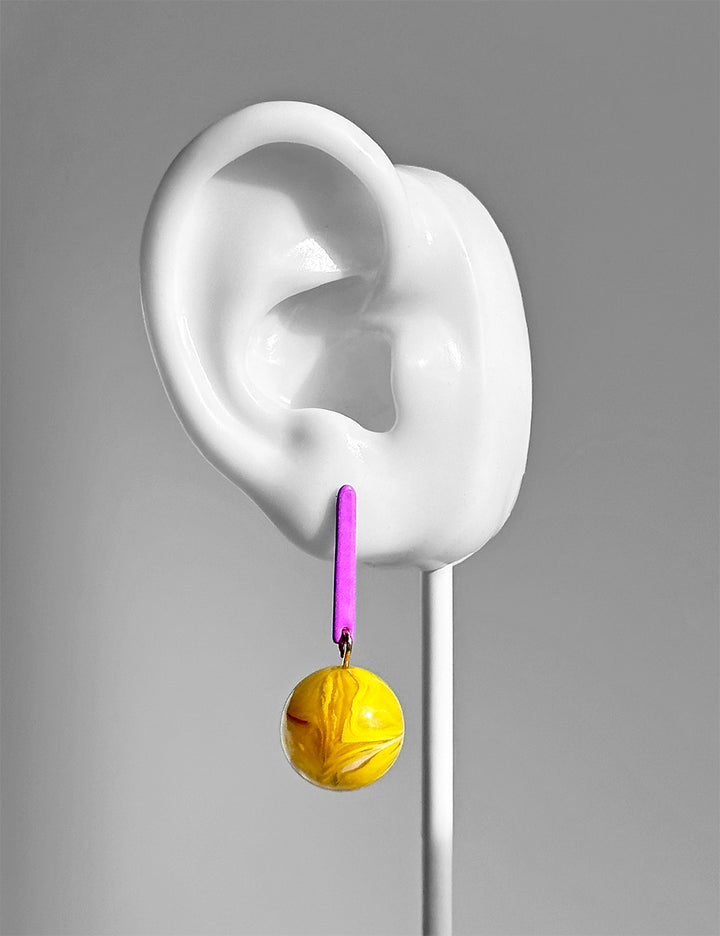 Aarnio Earrings--Magenta and Yellow Swirl