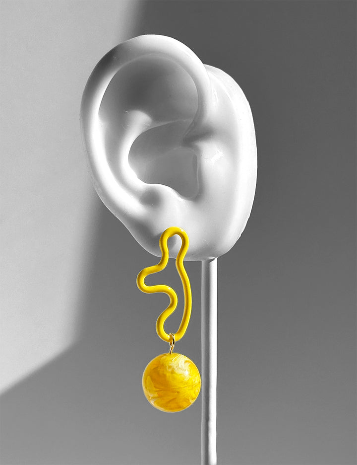The Blob! Earrings--Sunshine Yellow Swirl