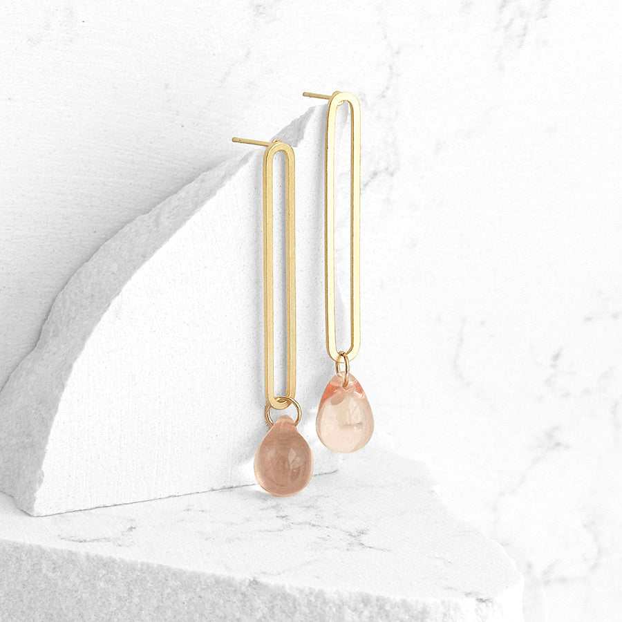 Elongated Oval Drop Earrings