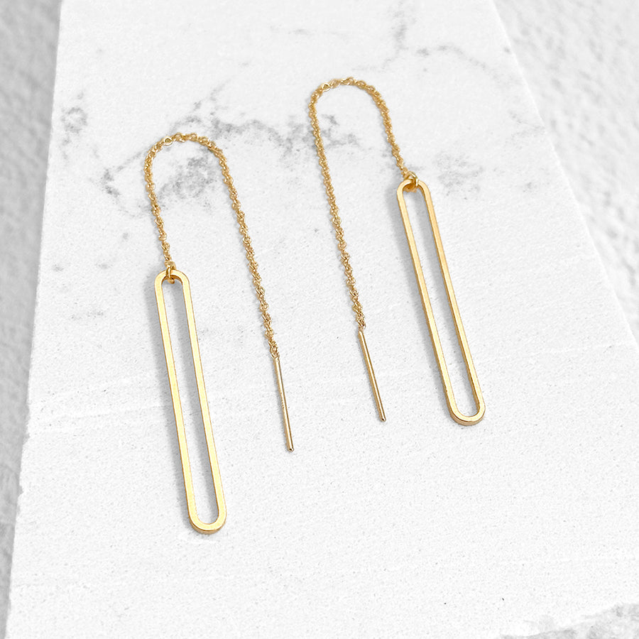 Paperclip Oval Threader Earrings