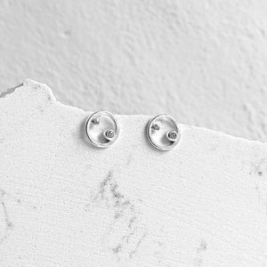 Open Circle White Topaz Post Earrings