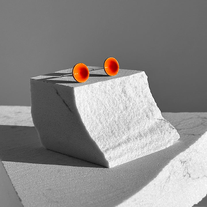 Bittersweet Orange Color Dot Earrings