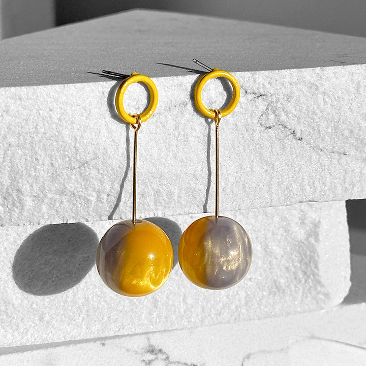 Ingo Earrings--Marigold Yellow and Steel Gray