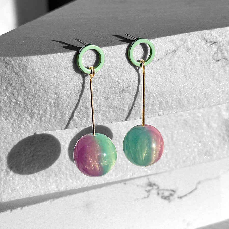 Ingo Earrings--Mint and Pink