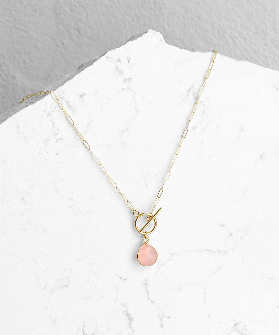 Gemstone Pear Toggle Necklace
