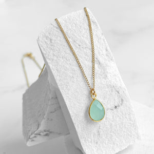 Seafoam Chalcedony Teardrop Necklace