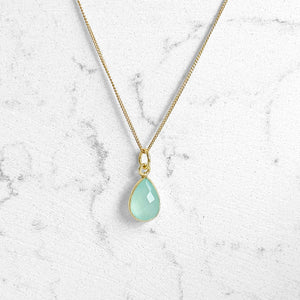 Seafoam Chalcedony Teardrop Necklace