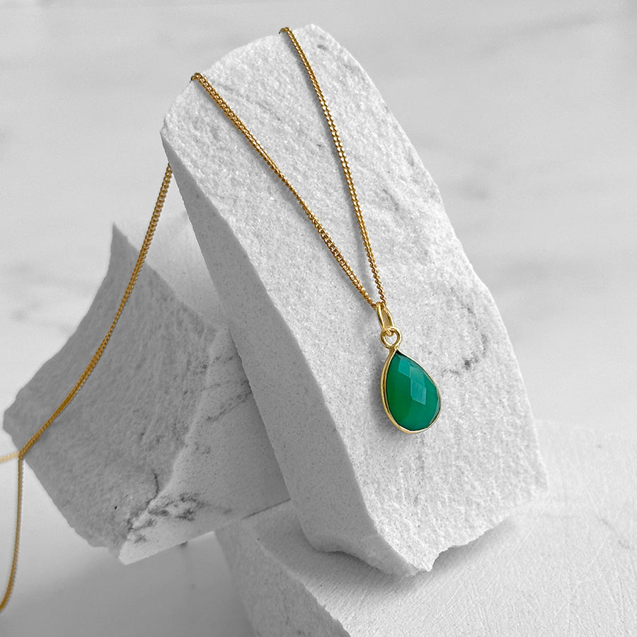 Green Onyx Teardrop Necklace